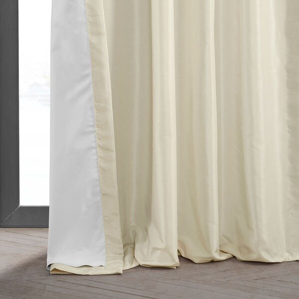 Ivory 25 x 108-Inch Blackout Vintage Textured Faux Dupioni Silk Pleated Curtain, image 8