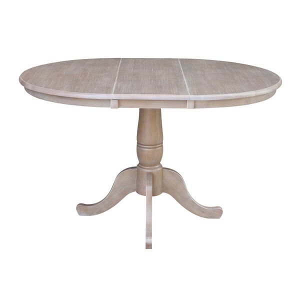 Parawood II Washed Gray Clay Taupe 36-Inch  Round Extension Dining Table with Two Chairs, image 3