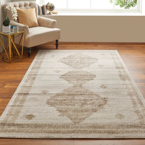 Camellia Global Geometric Tan Ivory Rectangular 4 Ft. 3 In. x 6 Ft. 3 In. Area Rug, image 3