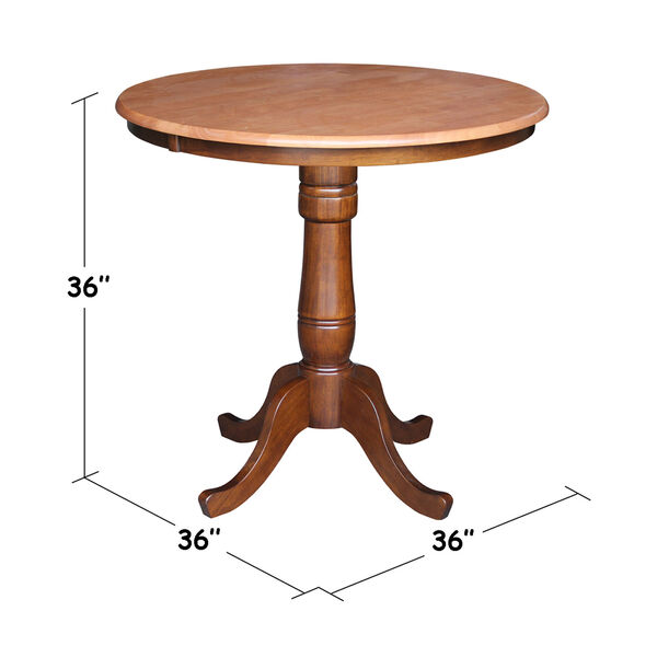 36-Inch Tall, 36-Inch Round Top Cinnamon and Espresso Pedestal Counter Table, image 2