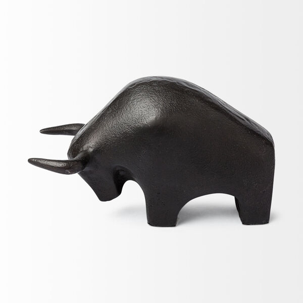 Tauro II Black Cast Iron Raging Bull Figurine, image 2
