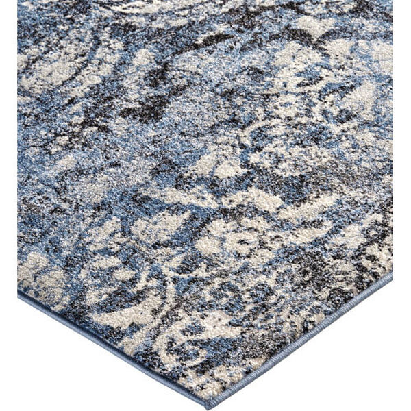 Ainsley Modern Distressed Floral Blue Black Rectangular: 4 Ft. 3 In. x 6 Ft. 3 In. Area Rug, image 3