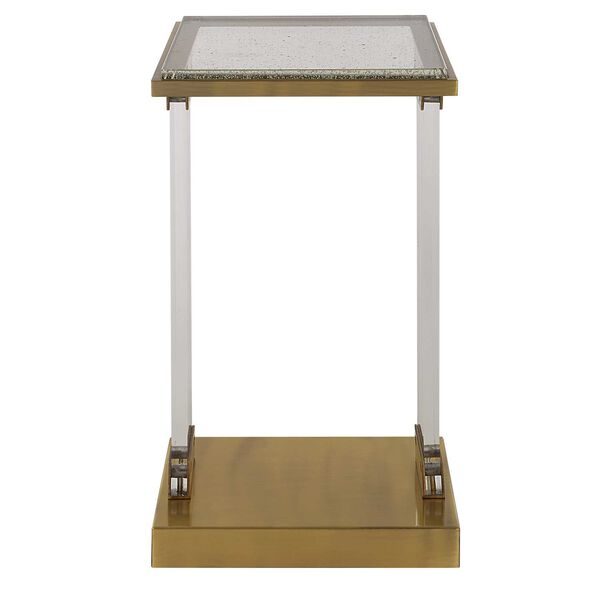 Muse Brushed Brass Seeded Glass Accent Table, image 2