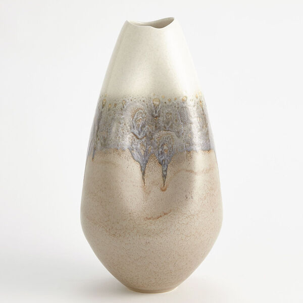 Cream Rises Grey and Ivory Dented Large Vase, image 3