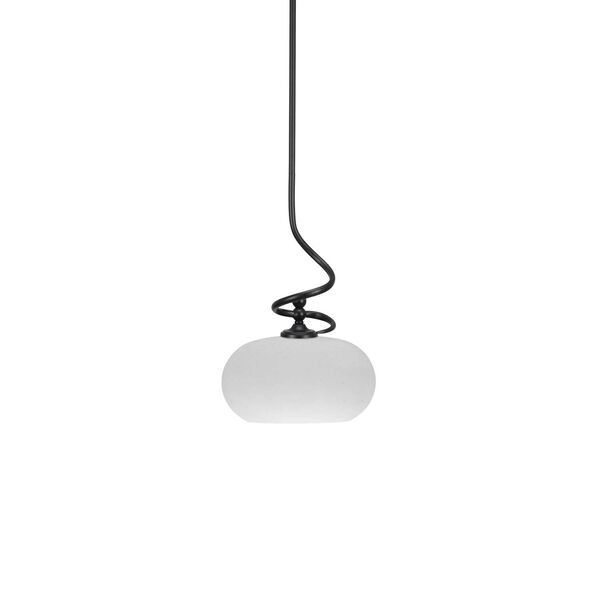 Capri Matte Black One-Light Pendant with White Round Muslin Glass, image 1