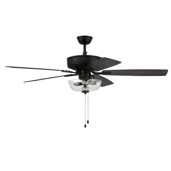 Pro Plus Flat Black 52-Inch Two-Light Ceiling Fan with Clear Glass Bowl Shade, image 3