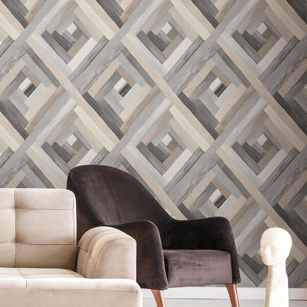 Modern Art Grey Wynwood Geometric Wallpaper - SAMPLE SWATCH ONLY, image 5