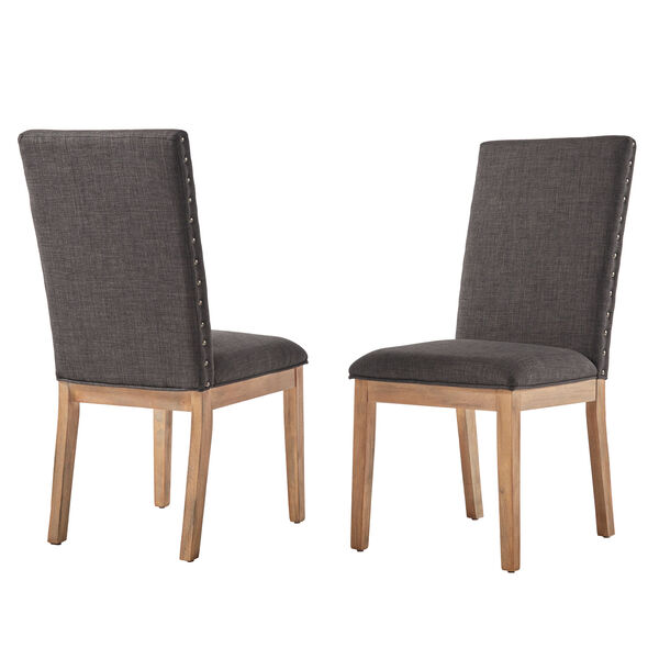 Century Dark Grey Linen Nailhead Side Chair, Set of 2, image 2