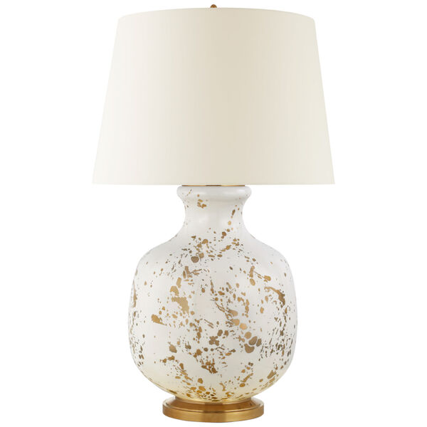 Buatta Large Table Lamp in Gold Splatter with Linen Shade by Christopher Spitzmiller, image 1