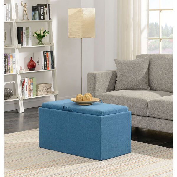 Designs4Comfort Soft Blue Sheridan Storage Bench with 2 Side Ottomans, image 2