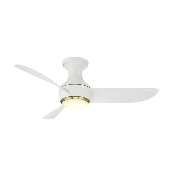 Corona Satin Brass and Matte Black 44-Inch 2700K Indoor Outdoor Smart LED Flush Mount Ceiling Fan, image 1