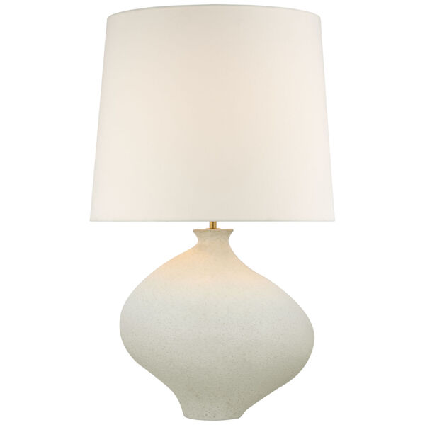 Celia Large Left Table Lamp in Marion White with Linen Shade by AERIN, image 1