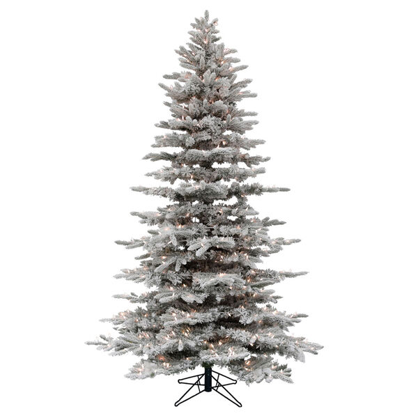 White 7.5 Feet x 57-Inch Flocked Arctic Fir LED  Artificial Christmas Tree with 504 RGB Color, image 2