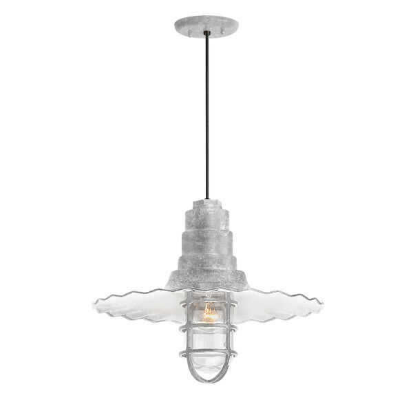 Radial Wave Galvanized One-Light 18-Inch Outdoor Pendant, image 1