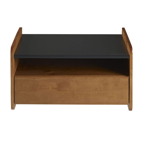Carter Caramel Solid Wood Floating Nightstand with Drawer, image 4