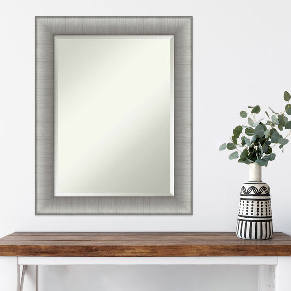 Elegant Brushed Pewter Polished Nickel Wall Mirror, image 5