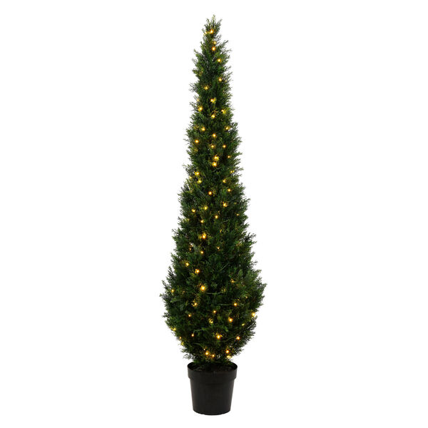 Green Potted Cedar Tree with LED Lights, image 1