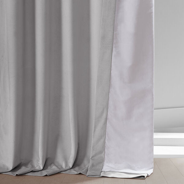 Cloud Grey Plush Velvet Curtain Single Panel, image 8