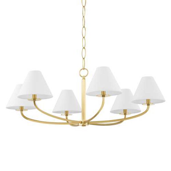 Stacey Aged Brass Six-Light Chandelier, image 1