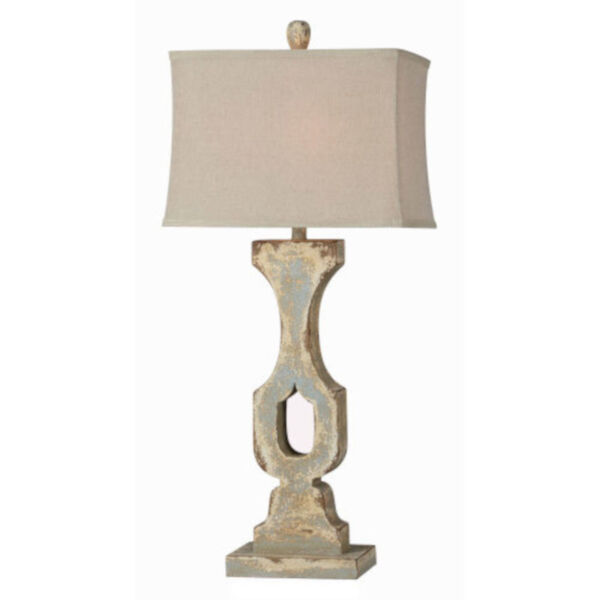 Hazel Distressed Cream and Blue One-Light Table Lamp Set of Two, image 1