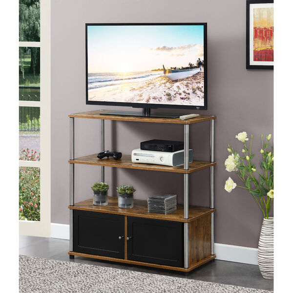 Designs2Go Highboy TV Stand with Storage Cabinets and Shelves for TVs up to 40 Inches in Barnwood, image 3