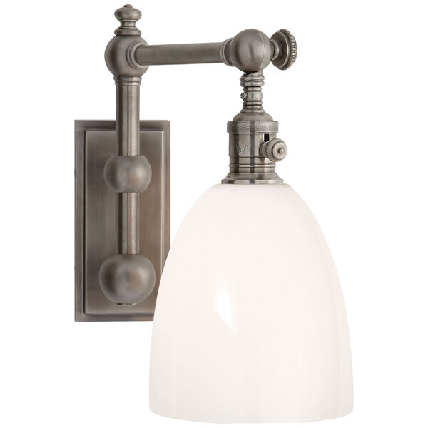 Pimlico Single Light in Antique Nickel with White Glass by Chapman and Myers, image 1