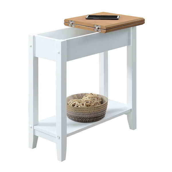American Heritage Driftwood White 11-Inch Flip Top End Table, image 2