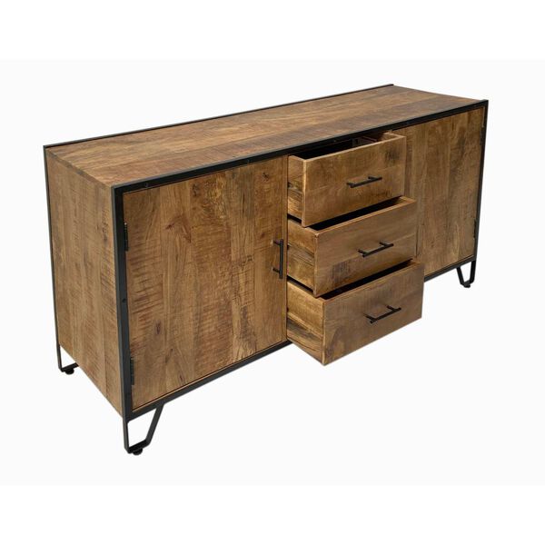 Blaise Natural and Black Urban Style Two Door Credenza, image 3