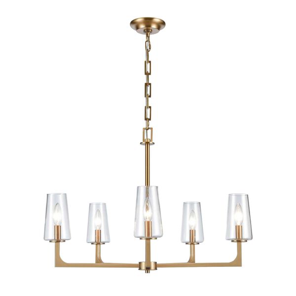 Fitzroy Lacquered Brass Five-Light Chandelier, image 1