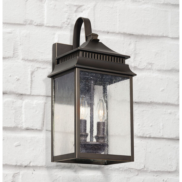 Sutter Creek Oiled Bronze Two-Light Outdoor Wall Mount with Antiqued Water Glass, image 2