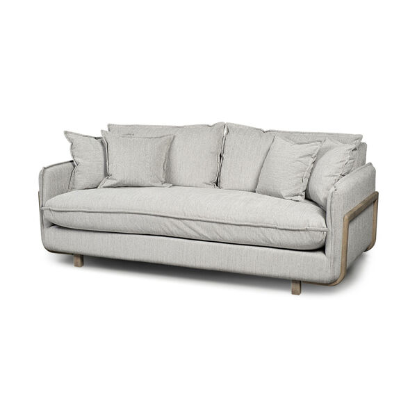 Roy I Frost Gray Upholstered Three Seater Sofa, image 1
