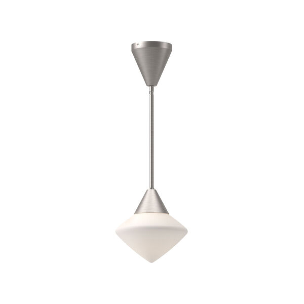 Nora Brushed Nickel One-Light Mini Pendant with Opal Glass, image 1