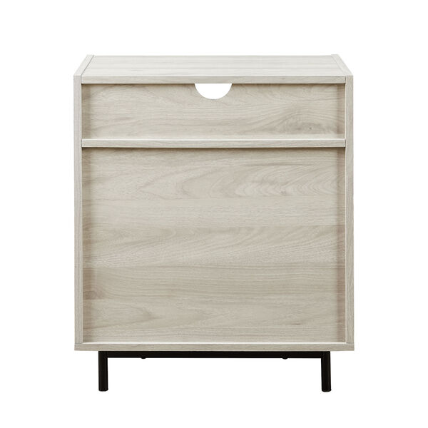 Birch Curved Open Top Two Drawer Nightstand with USB, image 5