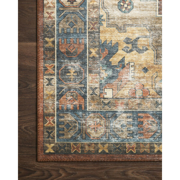 Skye Rust and Blue 2 Ft. 6 In. x 7 Ft. 6 In. Power Loomed Rug, image 3