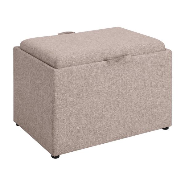 Beige Storage Ottoman with Reversible Tray, image 4