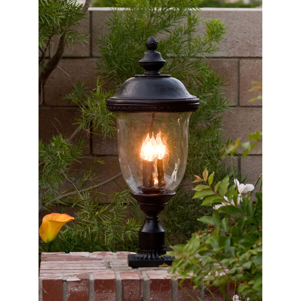Carriage House Oriental Bronze Three-Light Outdoor Post Light with Water Glass, image 16