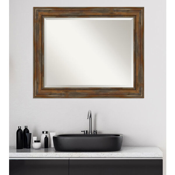 Alexandria Rustic Brown 34-Inch Bathroom Wall Mirror, image 5