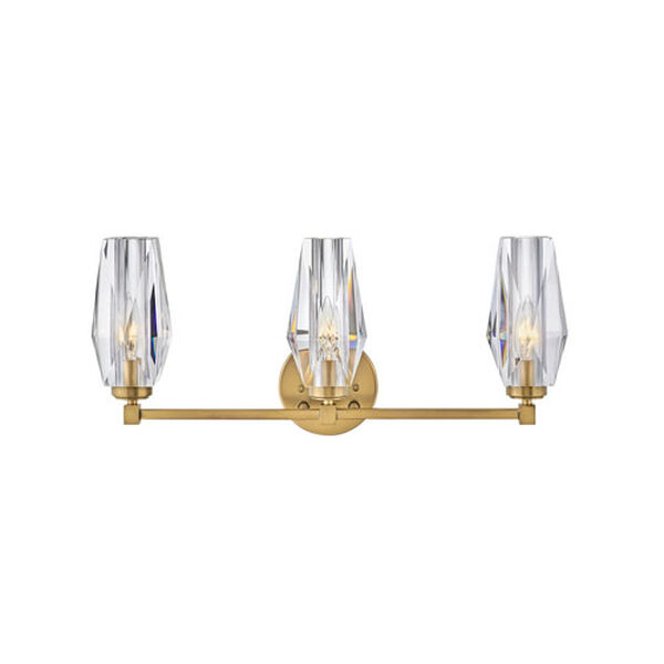 Ana Heritage Brass Three-Light Bath Vanity With Faceted Clear Crystal Glass, image 3