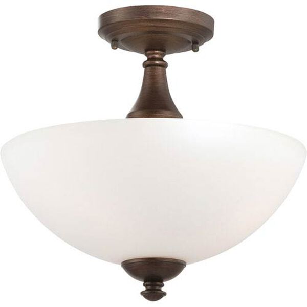 Patton Prairie Bronze Finish Three Light Semi Flush with Frosted Glass, image 1