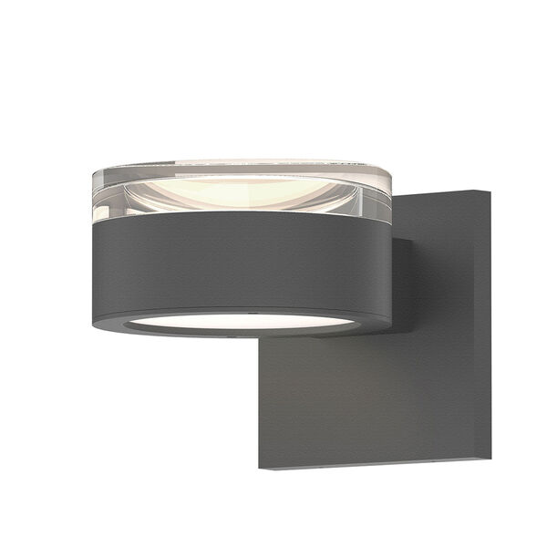 Inside-Out REALS Textured Gray Up Down LED Sconce with Cylinder Cap and Plate Lens - Clear Cap with Frosted White Lens, image 1