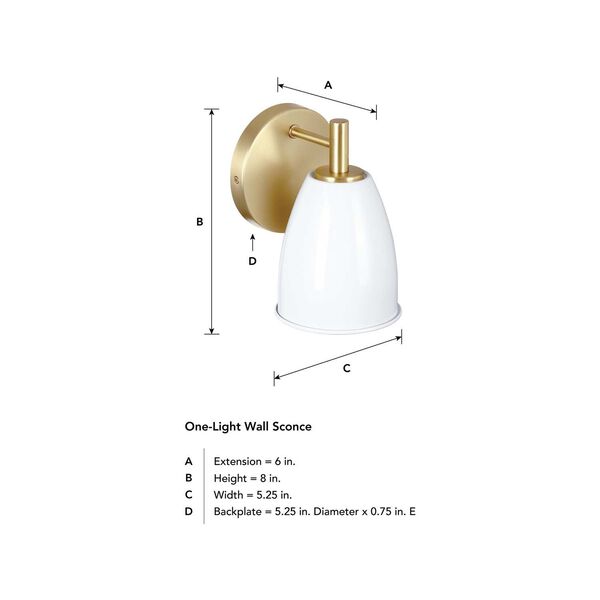 Biba Brushed Gold One-Light Wall Sconce with Ice Mist Metal Shades, image 5