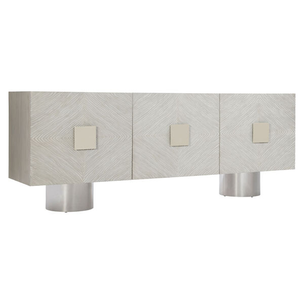 Ciara Polished Stainless Steel and Beige Entertainment Credenza, image 4