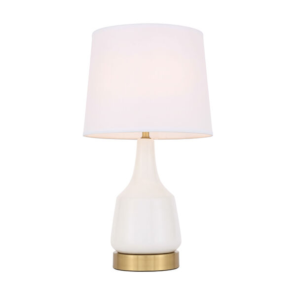 Reverie Brushed Brass and White 14-Inch One-Light Table Lamp, image 1