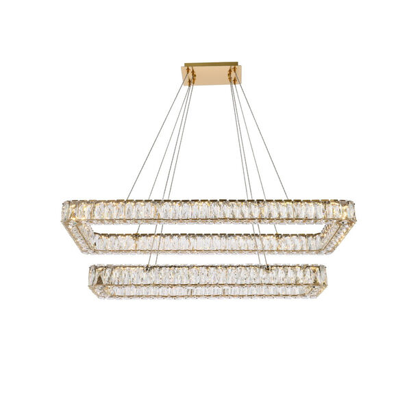 Monroe Gold 42-Inch Integrated LED Double Rectangle Pendant, image 1