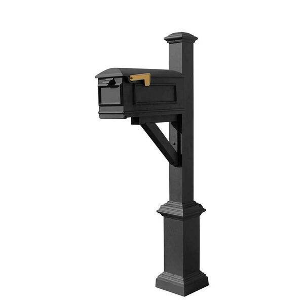 Westhaven Black Square Base and Pyramid Finial Mounted Mailbox Post, image 1