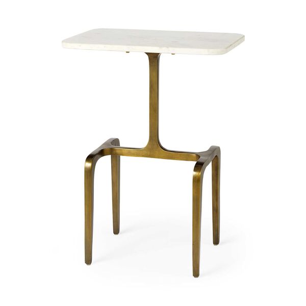 Preston White Marble Top with Gold Metal Accent Table, image 1
