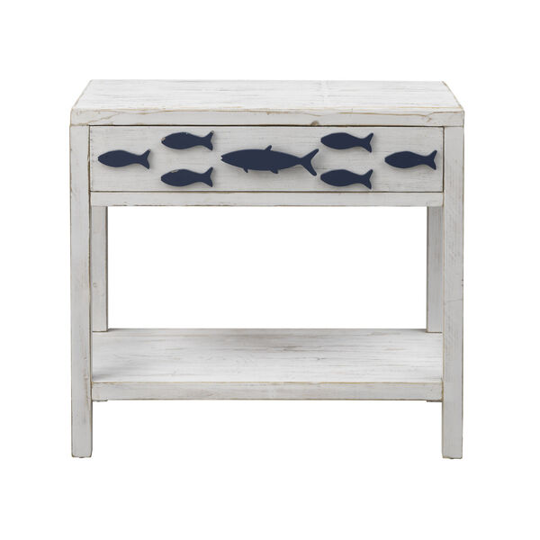 Schools Out White and Blue One-Drawer Accent Table, image 2