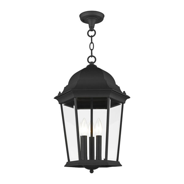 Hamilton Textured Black 13-Inch Three-Light Outdoor Pendant Lantern, image 3