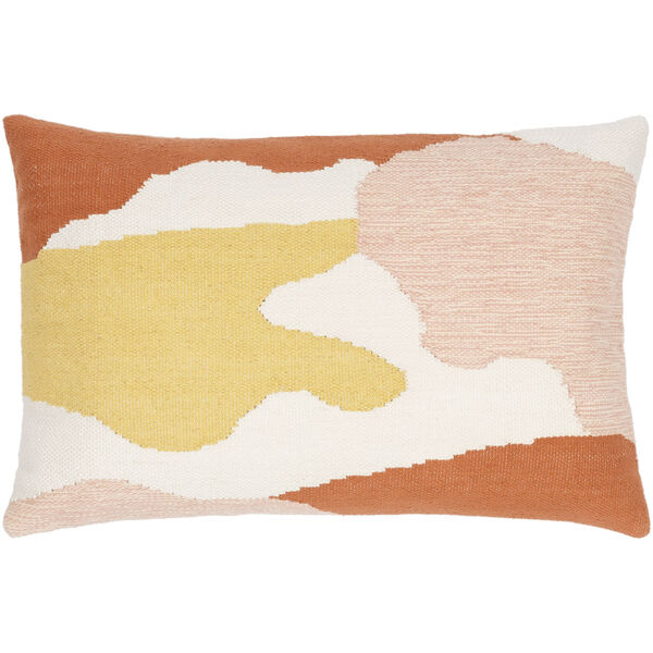 Aimee Pale Pink, Burnt Orange and Mustard 14-Inch Pillow, image 1
