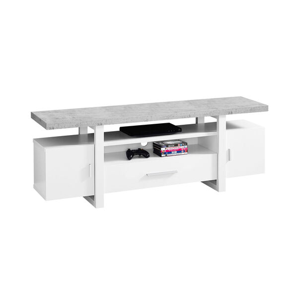 White Cement-Look Top TV Stand, image 1